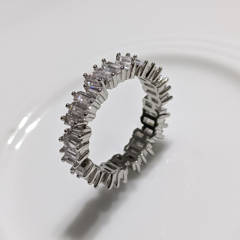 🆕S925-White Sapphire & White CZ Eternity Ring 8 - Picture 3 of 12